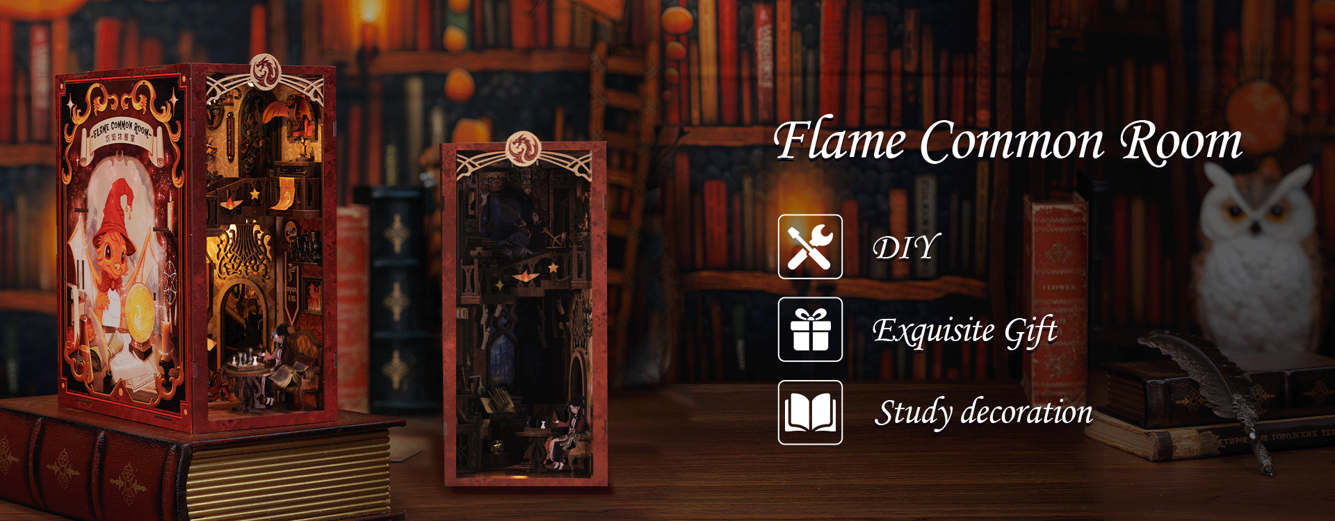 Book Nook Flame Common Room