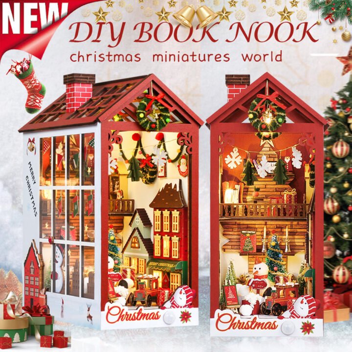 Book Nook Christmas miniatures world