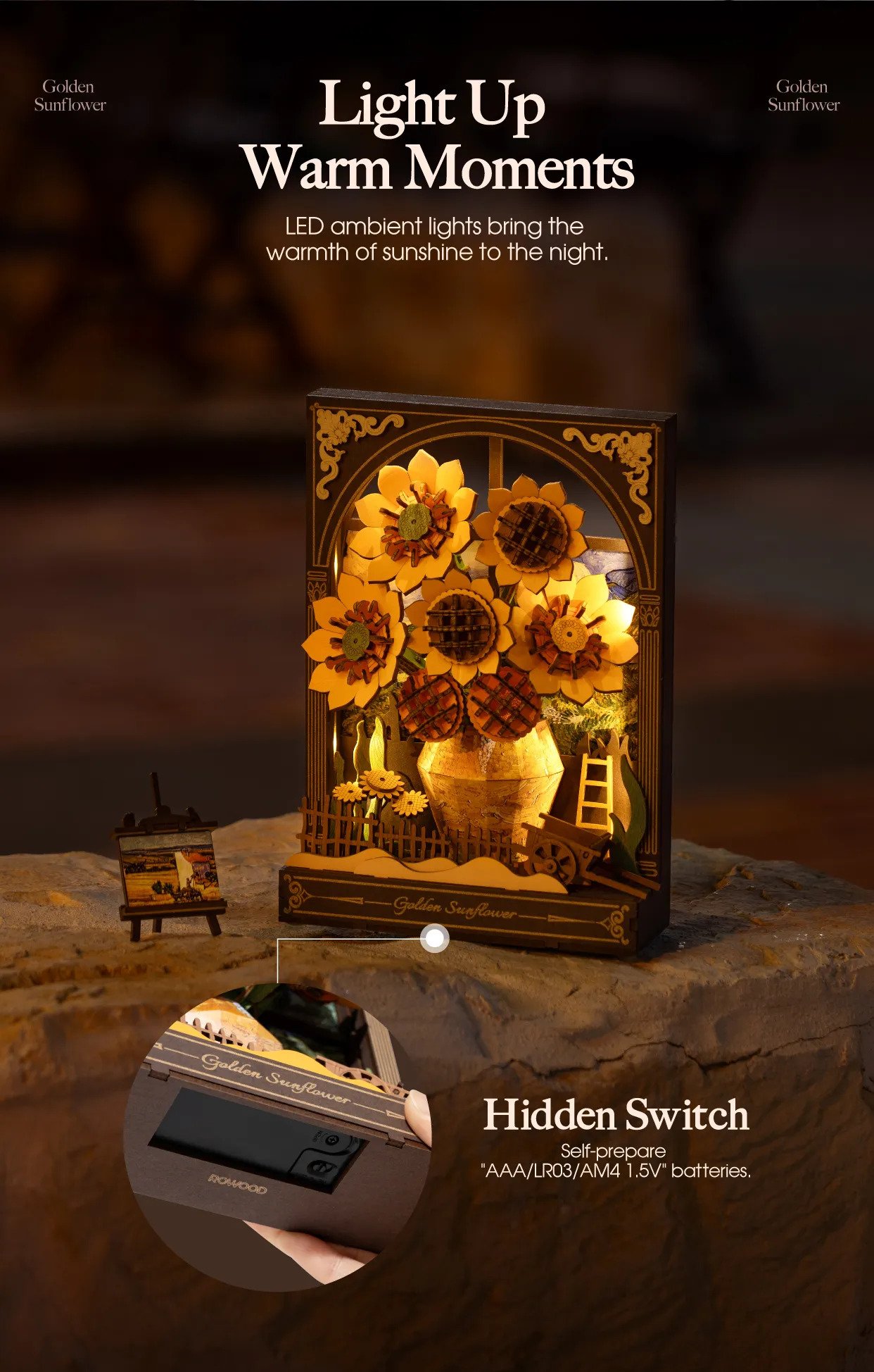 Golden Sunflower Puzzle 3D - Imagen 2