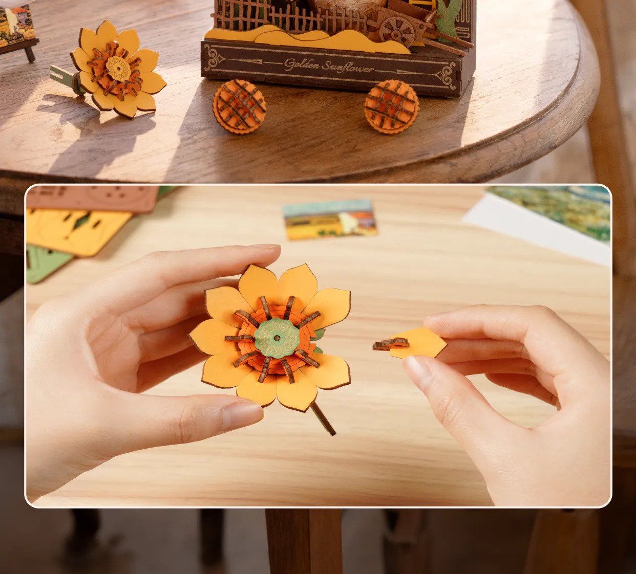 Golden Sunflower Puzzle 3D - Imagen 4