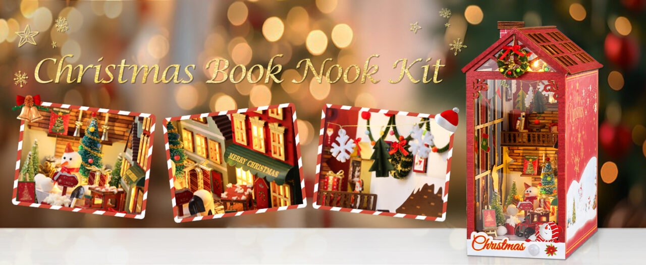 Book Nook Christmas miniatures world