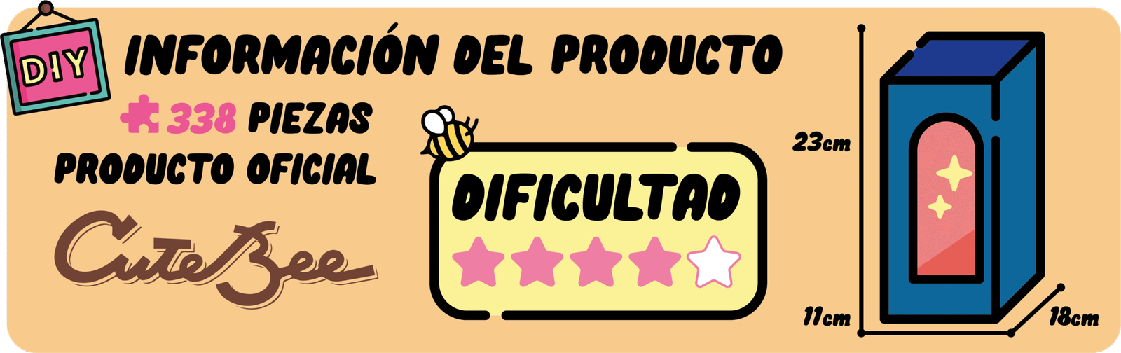 información del producto, Book Nook de Misterio Train Mystery Case, Dificultad, Licencia Oficial