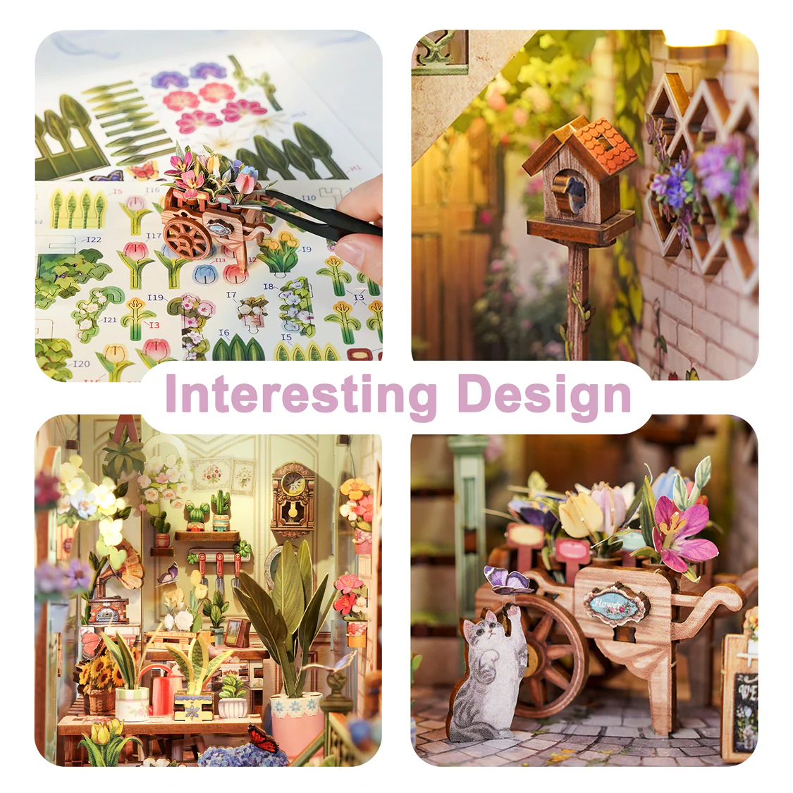 Book Nook Floristería en Miniatura | Flower Shop Tonecheer