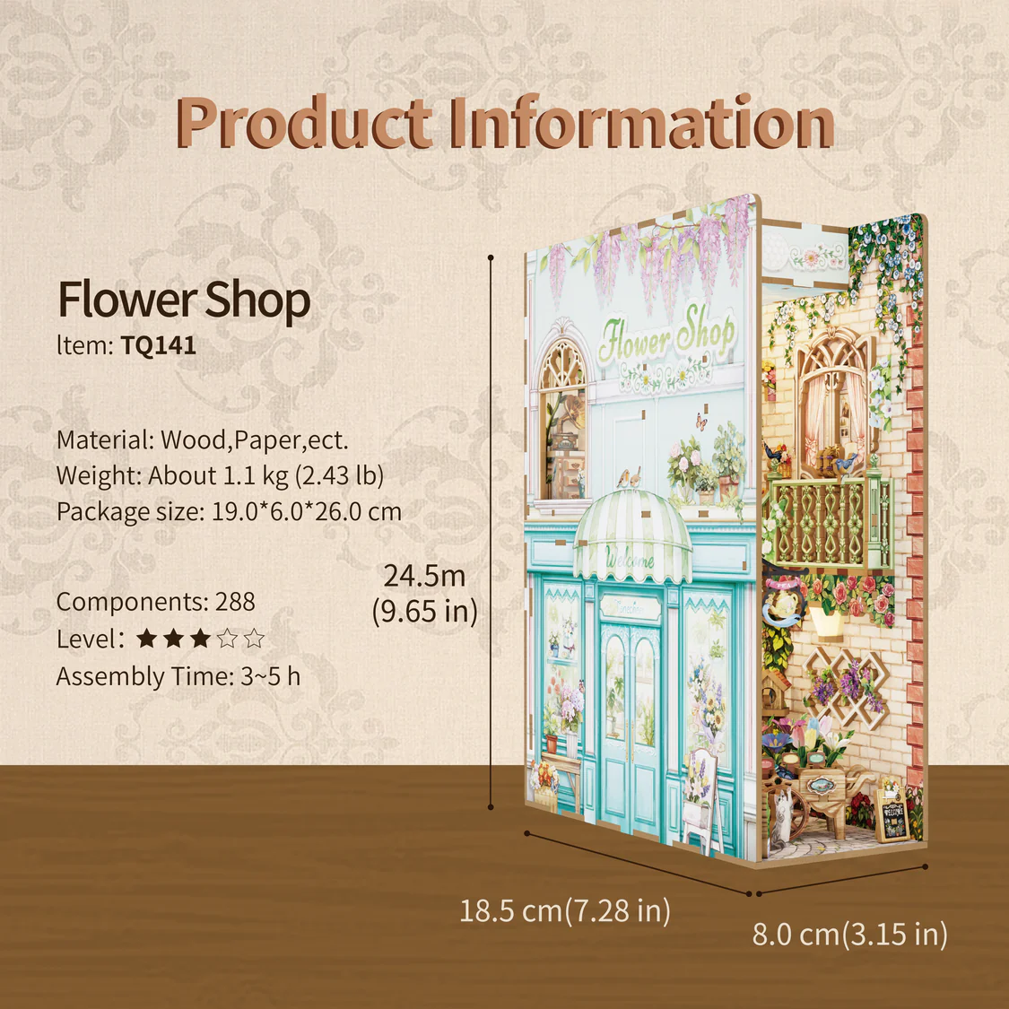 Book Nook Floristería en Miniatura | Flower Shop Tonecheer