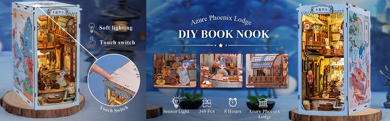 Book Nook Azure Phoenix, detalles del book nook Azure Phoenix