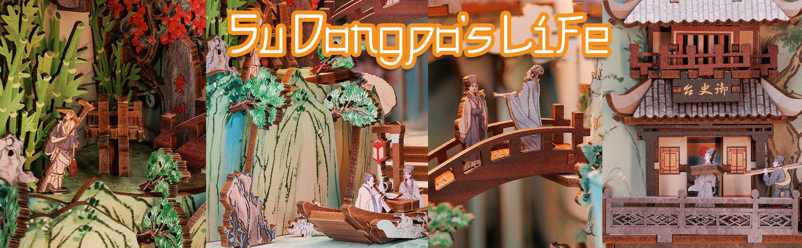 Book Nook cultura china Su Dongpo's Life, detalles del book nook Su Dongpo's Life