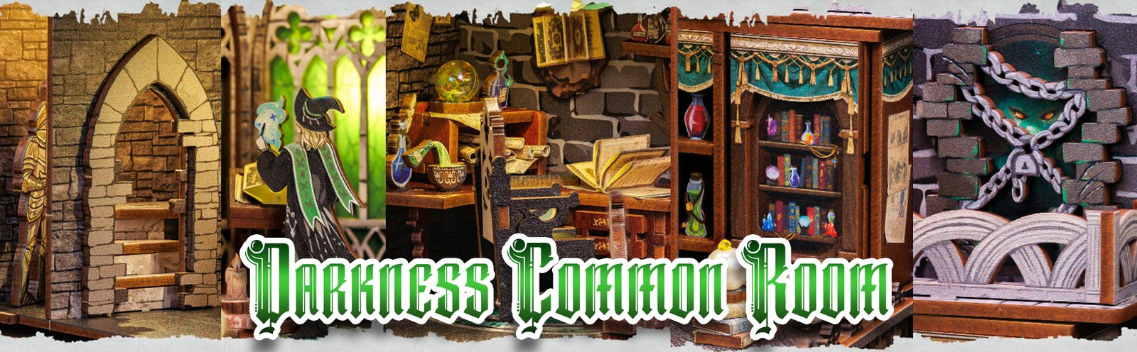 Book Nook Hechizos y Pociones Sala Común Darkness, detalles del book nook Sala Común Darkness