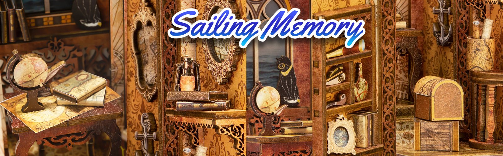 Book Nook Sailing Memory, detalles del book nook musical